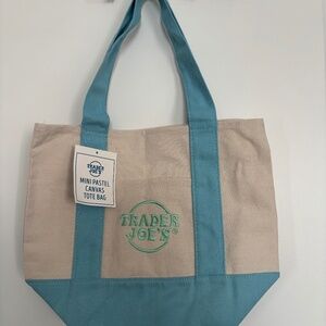 Trader Joe's Mini Pastel Canvas Tote Baby Blue *NWT*